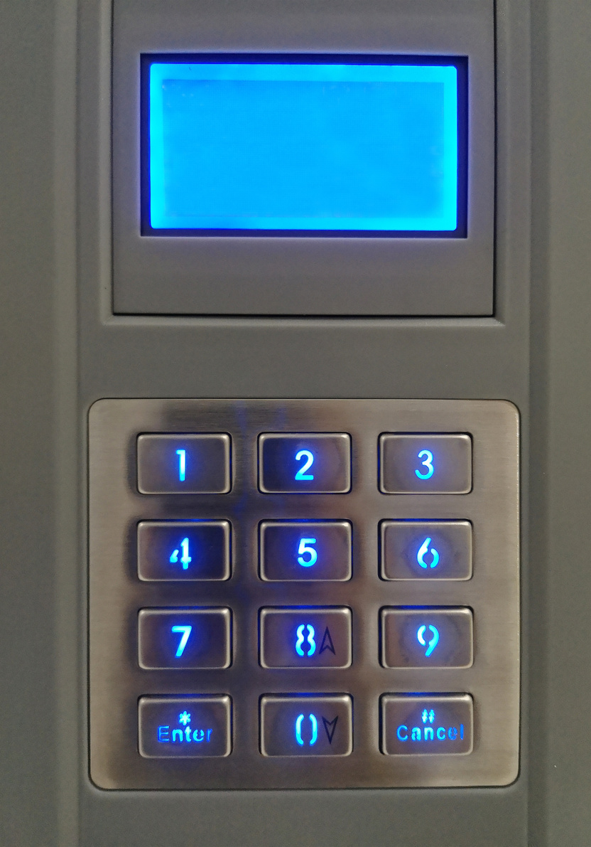 Front view on Vending Machine control panel with display